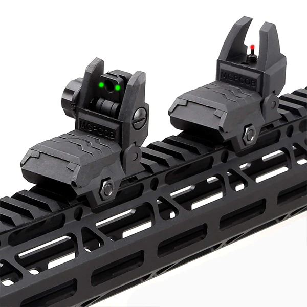 TS1 Flip up Battle Iron Sights Front and Rear Sights For Picatinny Rail(With optical fiber)