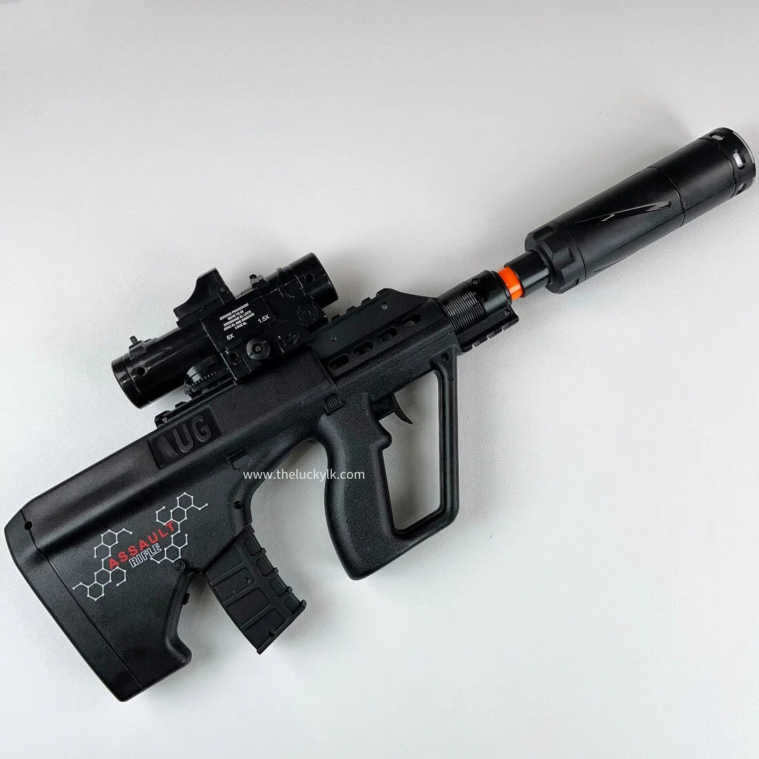 Mini Aug Gel Blaster With 7 Colors of Lighted Silencer Recommended Age Range: 10-15 Years