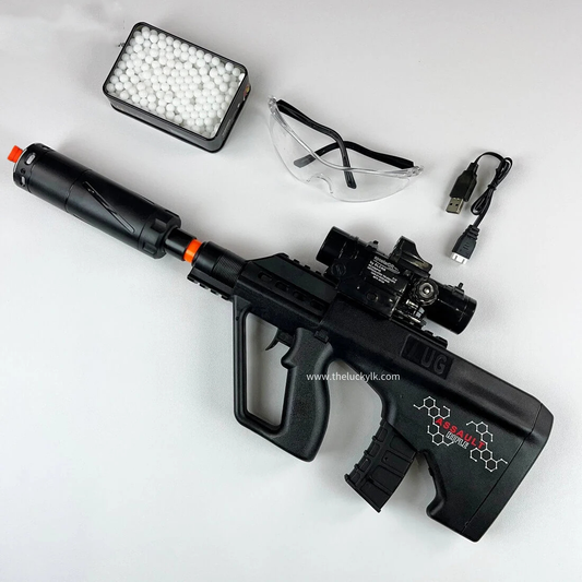 Mini Aug Gel Blaster With 7 Colors of Lighted Silencer Recommended Age Range: 10-15 Years
