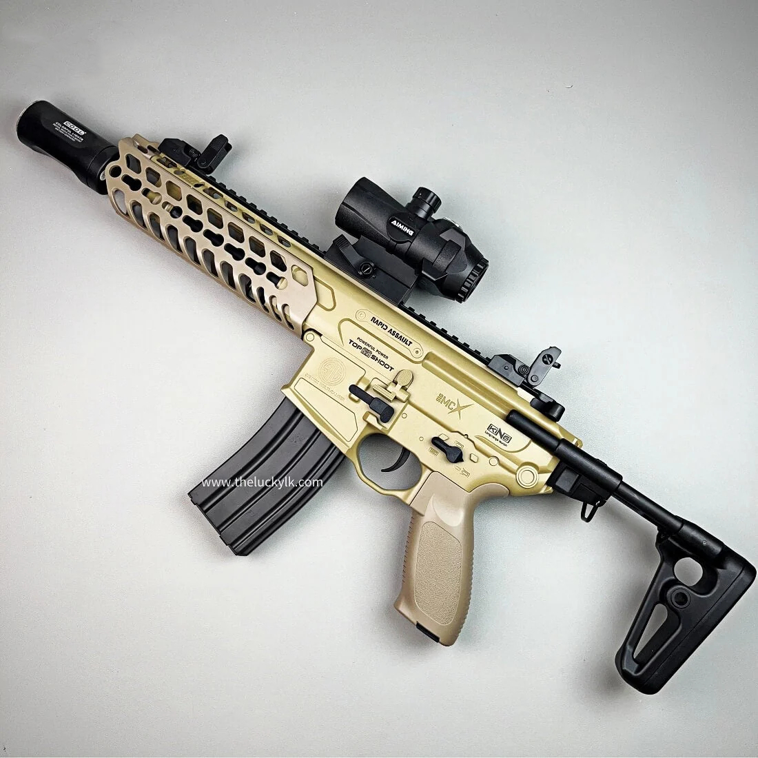 Exquisite Engraving MCX Gel Blaster High Rate of Fire  Smooth Shooting With 7 Colors of Lighted Silencer